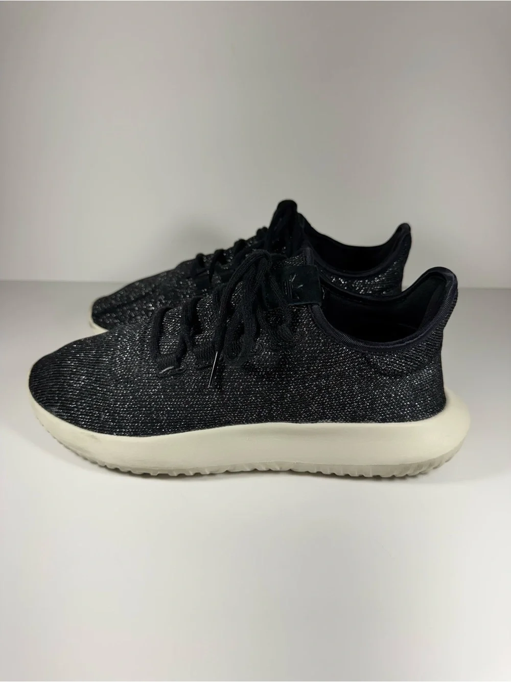 Adidas Tubular Shadow Black Glitter Knit Sneakers Women’s size 9 Athleisure Run